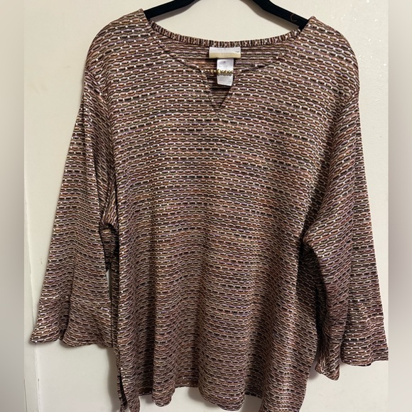 Alfred Dunner Tops - ALFRED DUNNER Brown Patterned Blouse